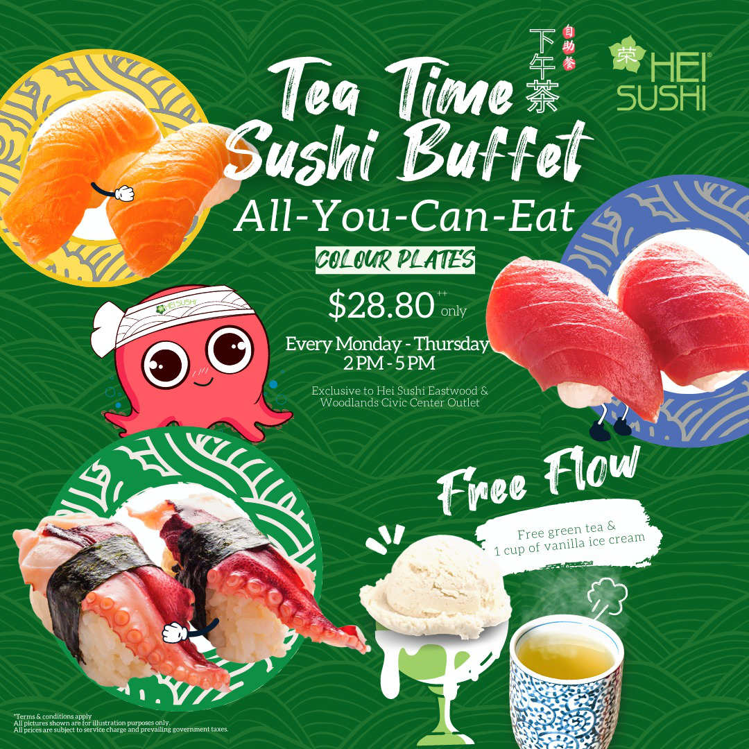 Hei Sushi's Tea-time sushi buffet promotional image
